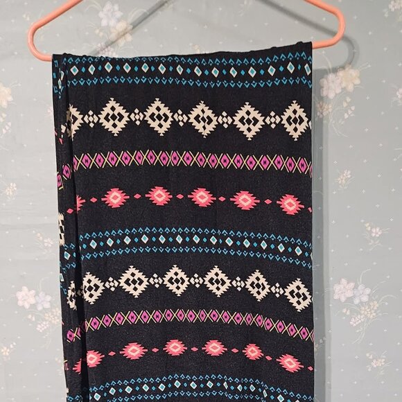 Cantata Aztec Print Maxi Skirt - Black, Pink, Blue Stretchy Boho Long Skirt - Picture 1 of 1